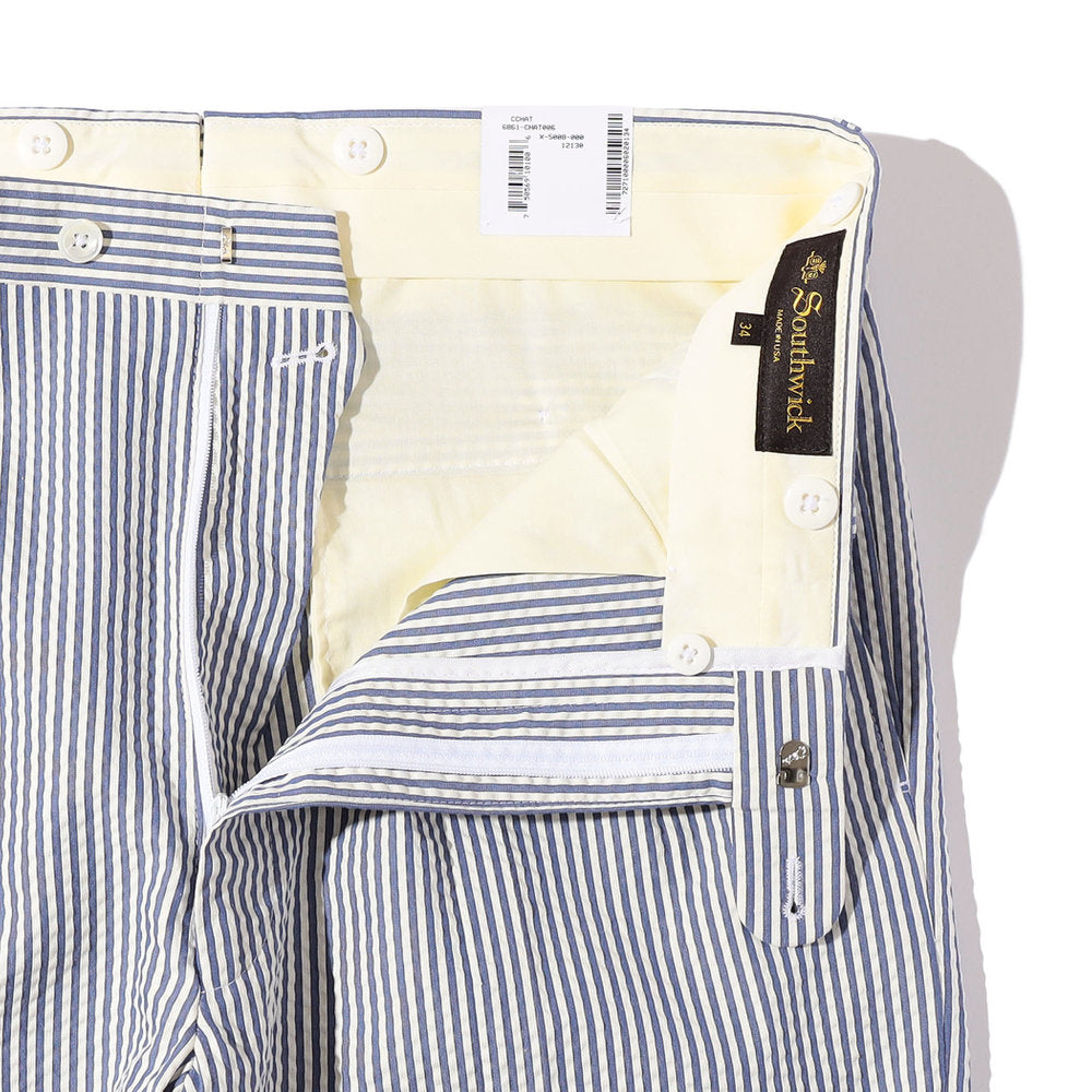 Southwick: CHATAM Cotton/Silk Seersucker 2-Pleat Trousers